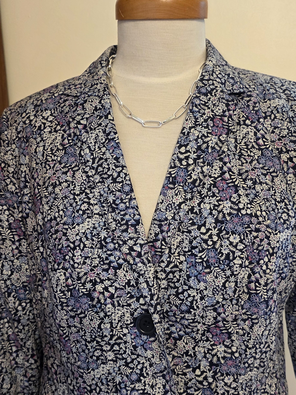 NWT Talbots Navy Floral Print Blazer with Lavender Cotton 8